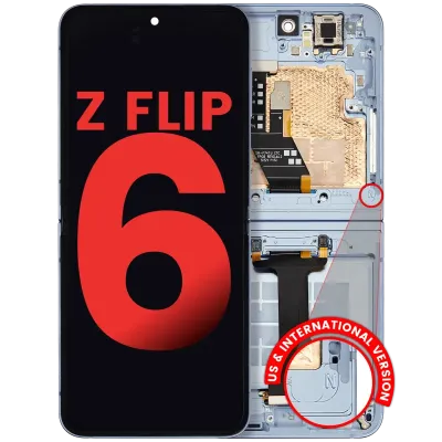 Внутрішній дисплейний модуль (OLED) з рамкою для Samsung Galaxy Z Flip 6 5G (US & International) (Aftermarket Plus) (Blue)