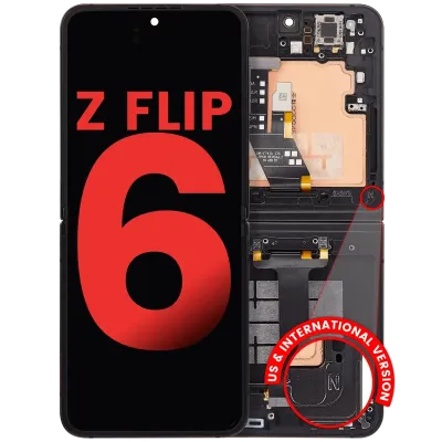 Внутрішній дисплейний модуль (OLED) з рамкою для Samsung Galaxy Z Flip 6 5G (US & International) (Aftermarket Plus) (чорний)