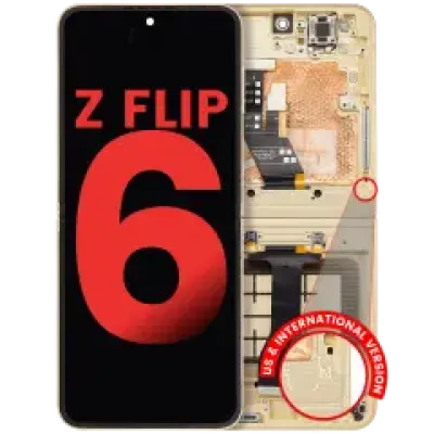 Внутрішній дисплейний модуль (OLED) з рамкою для Samsung Galaxy Z Flip 6 5G (US & International) (Aftermarket Plus) (Yellow)