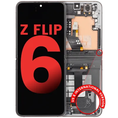 Дисплейний модуль (OLED) із рамкою для Samsung Galaxy Z Flip 6 5G (Aftermarket Plus) (Silver Shadow)