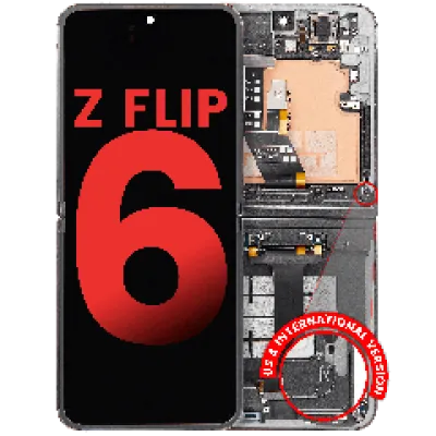 Дисплейний модуль (OLED) із рамкою для Samsung Galaxy Z Flip 6 5G (Aftermarket Plus) (Silver Shadow)
