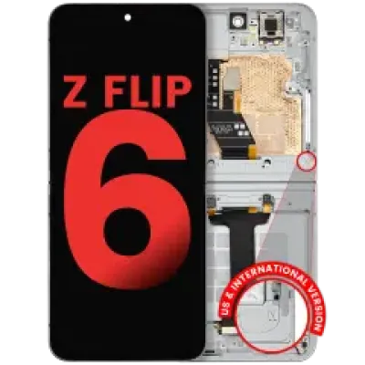 Дисплейний модуль (OLED) із рамкою для Samsung Galaxy Z Flip 6 5G (F741) (Aftermarket Plus) (білий)