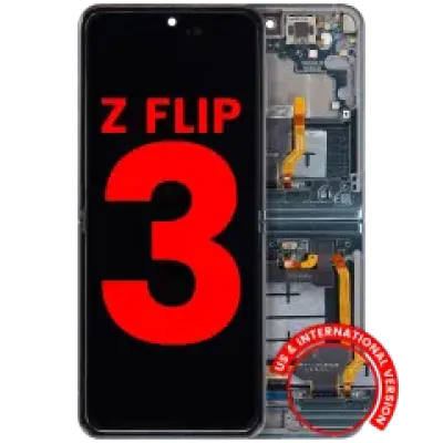 Дисплейний модуль (OLED) із рамкою для Samsung Galaxy Z Flip 3 5G (F711) (Aftermarket Plus) (зелений)
