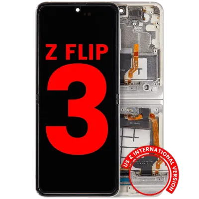 Inner OLED Assembly With Frame Compatible For Samsung Galaxy Z Flip 3 5G (F711) (US & International) (Aftermarket Plus) (Cream)