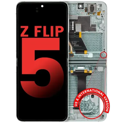 Дисплейний модуль (OLED) із рамкою для Samsung Galaxy Z Flip 5 5G (F731) (Aftermarket Plus) (Mint)