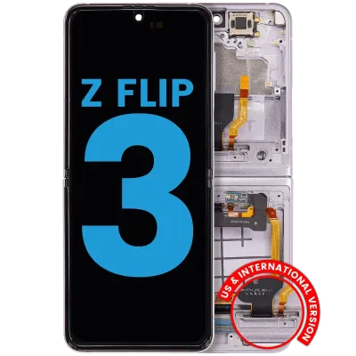 Дисплейний модуль (OLED) із рамкою для Samsung Galaxy Z Flip 3 5G (F711) (Aftermarket) (Lavender)