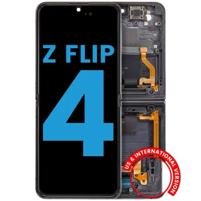 Дисплейний модуль (OLED) із рамкою для Samsung Galaxy Z Flip 4 5G (Aftermarket) (графітовий)