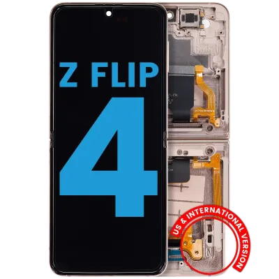 Дисплейний модуль (OLED) із рамкою для Samsung Galaxy Z Flip 4 5G (F721) (Aftermarket) (Pink Gold)
