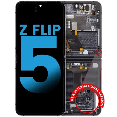 Дисплейний модуль (OLED) із рамкою для Samsung Galaxy Z Flip 5 5G (Aftermarket) (графітовий)