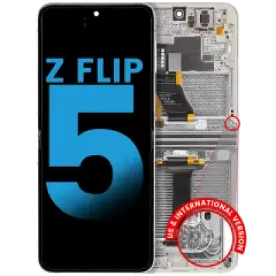 Дисплейний модуль (OLED) із рамкою для Samsung Galaxy Z Flip 5 5G (Aftermarket) (Cream)