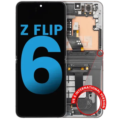 Дисплейний модуль (OLED) із рамкою для Samsung Galaxy Z Flip 6 5G (Aftermarket) (Silver Shadow)