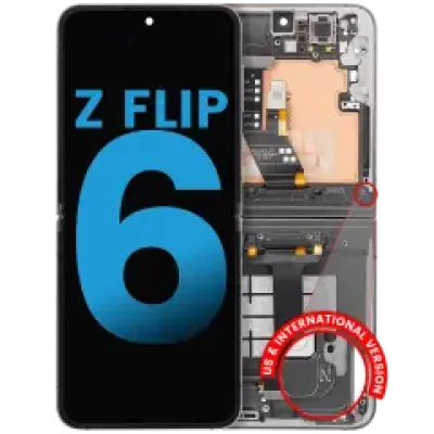 Дисплейний модуль (OLED) із рамкою для Samsung Galaxy Z Flip 6 5G (Aftermarket) (Silver Shadow)