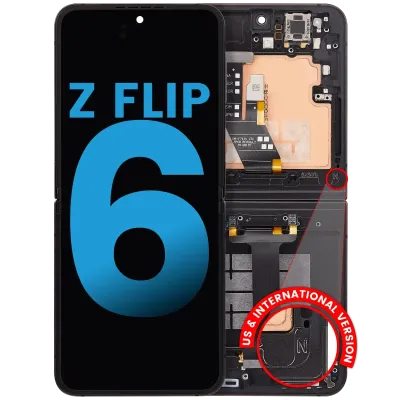 Дисплейний модуль (OLED) із рамкою для Samsung Galaxy Z Flip 6 5G (Aftermarket) (чорний)