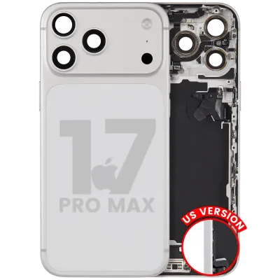 Корпус зі шлейфом зарядки й дрібними деталями (сумісний) для iPhone 17 Pro Max (US Version) (Used OEM Pull: Grade A) (сріблястий)