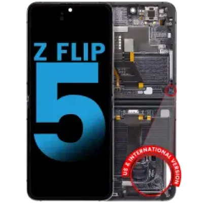 Дисплейний модуль (OLED) із рамкою для Samsung Galaxy Z Flip 5 5G (F731) (Aftermarket) (Phantom Black)