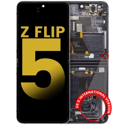 Дисплейний модуль (OLED) із рамкою для Samsung Galaxy Z Flip 5 5G (F731) (Refurbished) (Phantom Black)