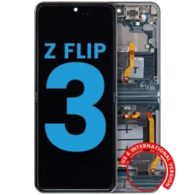 Дисплейний модуль (OLED) із рамкою для Samsung Galaxy Z Flip 3 5G (F711) (Aftermarket) (зелений)