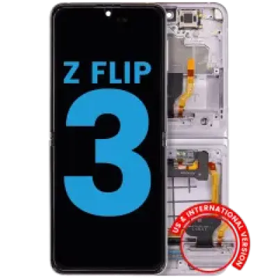 Дисплейний модуль (OLED) із рамкою для Samsung Galaxy Z Flip 3 5G (Aftermarket) (Lavender)