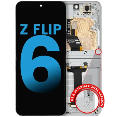 Дисплейний модуль (OLED) із рамкою для Samsung Galaxy Z Flip 6 5G (F741) (Aftermarket) (білий)