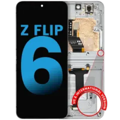 Дисплейний модуль (OLED) із рамкою для Samsung Galaxy Z Flip 6 5G (F741) (Aftermarket) (білий)