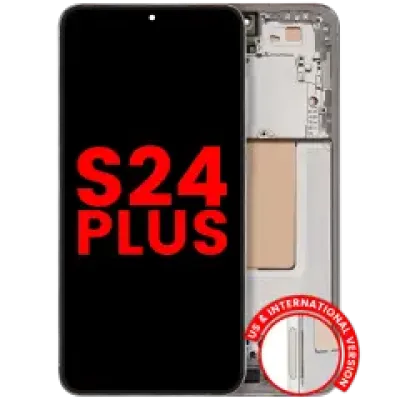 Дисплейний модуль (OLED) з рамкою для Samsung Galaxy S24 Plus 5G (US & International Version) (Aftermarket Plus) (Amber Yellow)