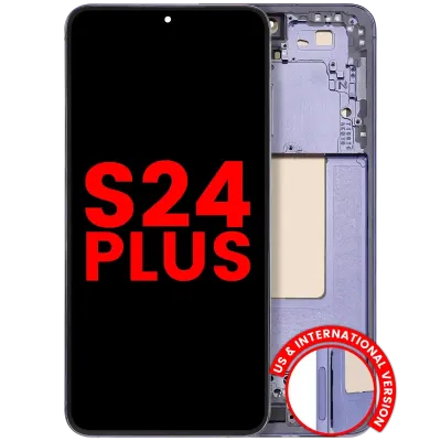 Дисплейний модуль (OLED) з рамкою для Samsung Galaxy S24 Plus 5G (US & International Version) (Aftermarket Plus) (Cobalt Violet)