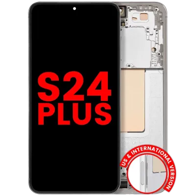 Дисплейний модуль (OLED) з рамкою для Samsung Galaxy S24 Plus 5G (US & International Version) (Aftermarket Plus) (Marble Grey)