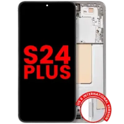 Дисплейний модуль (OLED) з рамкою для Samsung Galaxy S24 Plus 5G (US & International Version) (Aftermarket Plus) (Marble Grey)