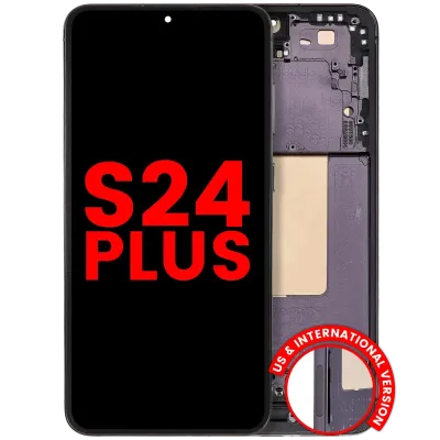 Дисплейний модуль (OLED) з рамкою для Samsung Galaxy S24 Plus 5G (US & International Version) (Aftermarket Plus) (Onyx Black)