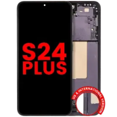 Дисплейний модуль (OLED) з рамкою для Samsung Galaxy S24 Plus 5G (US & International Version) (Aftermarket Plus) (Onyx Black)