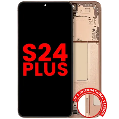 Дисплейний модуль (OLED) з рамкою для Samsung Galaxy S24 Plus 5G (US & International Version) (Aftermarket Plus) (Sandstone Orange)
