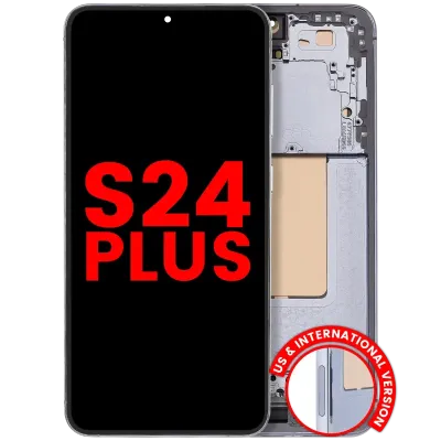 Дисплейний модуль (OLED) з рамкою для Samsung Galaxy S24 Plus 5G (US & International Version) (Aftermarket Plus) (Sapphire Blue)