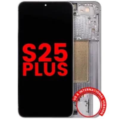 Дисплейний модуль (OLED) з рамкою для Samsung Galaxy S25 Plus 5G (US & International Version) (Aftermarket Plus) (Silver Shadow)