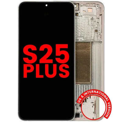 Дисплейний модуль (OLED) з рамкою для Samsung Galaxy S25 Plus 5G (US & International Version) (Aftermarket Plus) (Pink Gold)