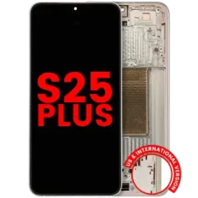 Дисплейний модуль (OLED) з рамкою для Samsung Galaxy S25 Plus 5G (US & International Version) (Aftermarket Plus) (Pink Gold)