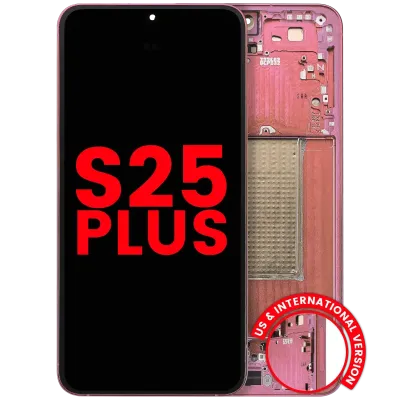Дисплейний модуль (OLED) з рамкою для Samsung Galaxy S25 Plus 5G (US & International Version) (Aftermarket Plus) (Coral Red)