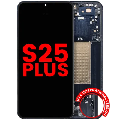 Дисплейний модуль (OLED) з рамкою для Samsung Galaxy S25 Plus 5G (US & International Version) (Aftermarket Plus) (Blue Black)