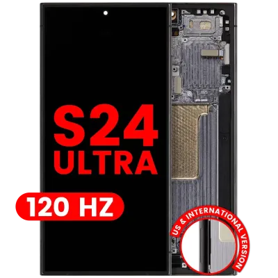 Дисплейний модуль (OLED) з рамкою для Samsung Galaxy S24 Ultra (US & International Version) (Aftermarket Plus) (120Hz) (Titanium Black)