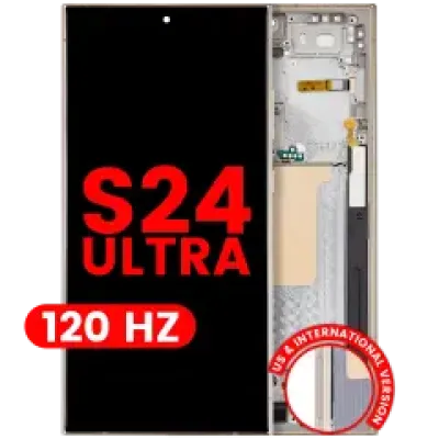 Дисплейний модуль (OLED) з рамкою для Samsung Galaxy S24 Ultra (US & International Version) (Aftermarket Plus) (120Hz) (Titanium Yellow)