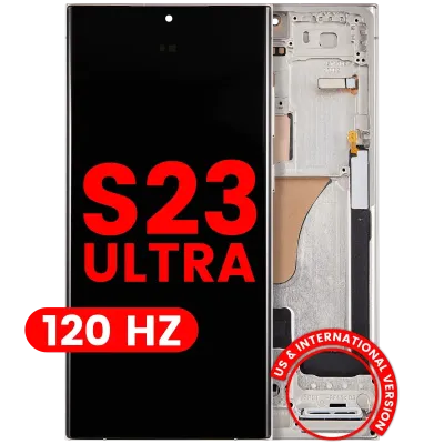 OLED Assembly With Frame For Samsung Galaxy S23 Ultra (US & International) (Aftermarket Pro) (120Hz) (Cream)