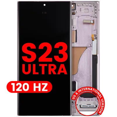 Дисплейний модуль (OLED) з рамкою для Samsung Galaxy S23 Ultra (US & International) (Aftermarket Pro) (120Hz) (Lavender)