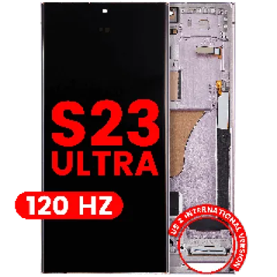 Дисплейний модуль (OLED) з рамкою для Samsung Galaxy S23 Ultra (US & International) (Aftermarket Pro) (120Hz) (Lavender)