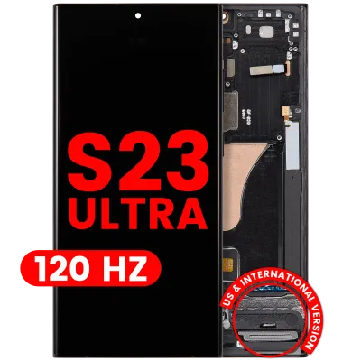 Дисплейний модуль (OLED) з рамкою для Samsung Galaxy S23 Ultra (US & International) (Aftermarket Pro) (120Hz) (Graphite)