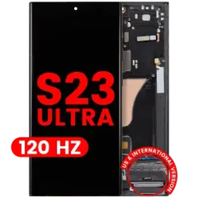 Дисплейний модуль (OLED) з рамкою для Samsung Galaxy S23 Ultra (US & International) (Aftermarket Pro) (120Hz) (Graphite)