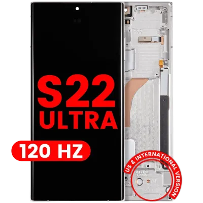 Дисплейний модуль (OLED) з рамкою для Samsung Galaxy S22 Ultra 5G (US & International Version) (Aftermarket Pro) (120Hz) (Phantom White)
