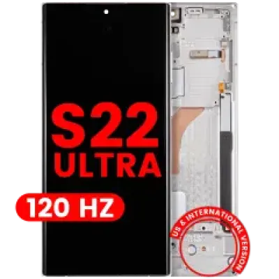Дисплейний модуль (OLED) з рамкою для Samsung Galaxy S22 Ultra 5G (US & International Version) (Aftermarket Pro) (120Hz) (Phantom White)