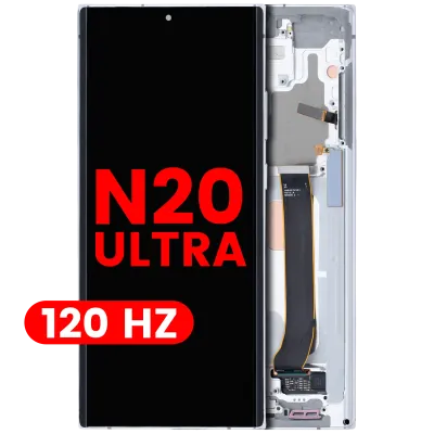 Дисплейний модуль (OLED) з рамкою для Samsung Galaxy Note 20 Ultra 5G (Aftermarket Pro) (120Hz) (Mystic White)