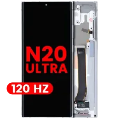 Дисплейний модуль (OLED) з рамкою для Samsung Galaxy Note 20 Ultra 5G (Aftermarket Pro) (120Hz) (Mystic White)