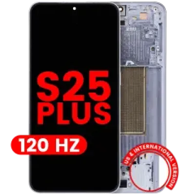 Дисплейний модуль (OLED) з рамкою для Samsung Galaxy S25 Plus 5G (US & International Version) (Aftermarket Plus) (120Hz) (Icy Blue)