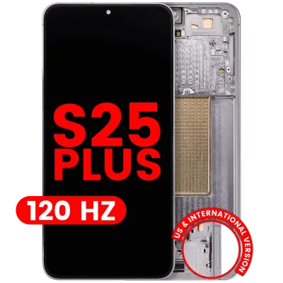 OLED Assembly With Frame For Samsung Galaxy S25 Plus 5G (US & International Version) (Aftermarket Plus) (120Hz) (Silver Shadow)